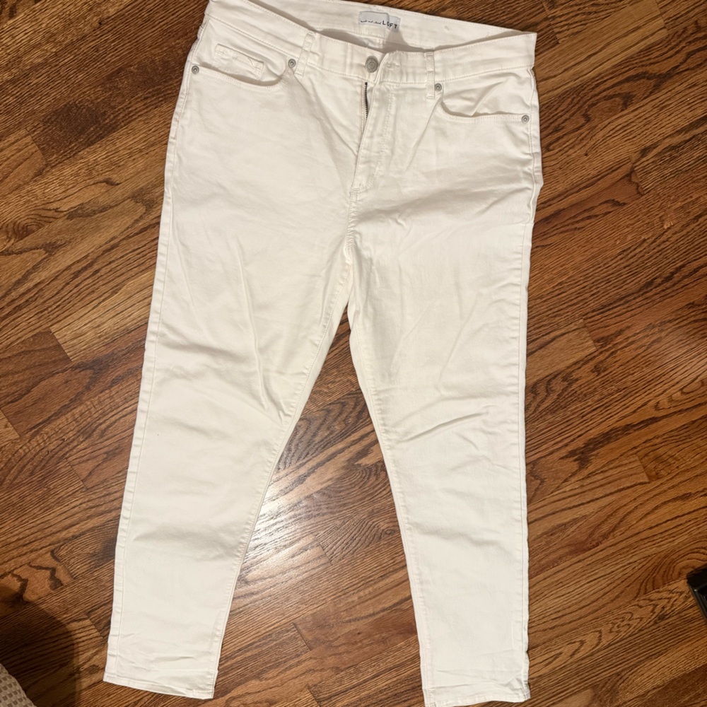 LOFT Women's Straight Leg Jeans in white “girlfriend” style